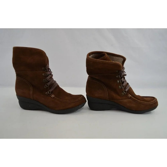 Hush Puppies Brown Suede Lace Up Boots Wave Reflex Sole Women's US Size 9 M - Picture 3 of 10